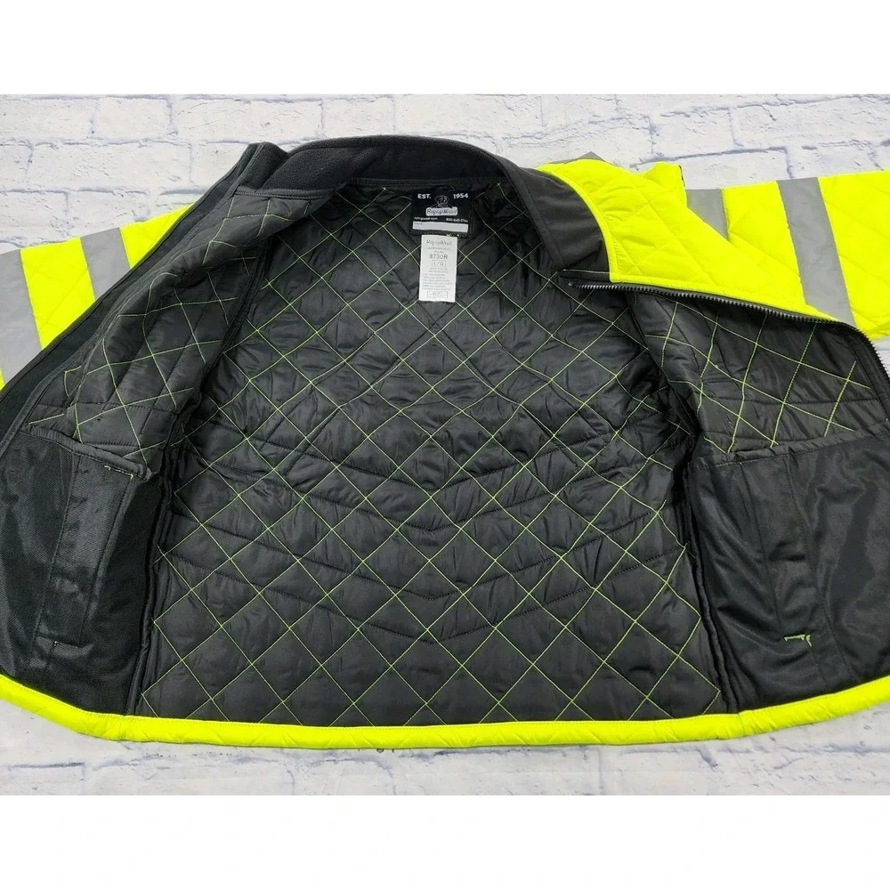 RefrigiWear MENS L HiVis Diamond Quilted Jacket High Visibility Insulated Work